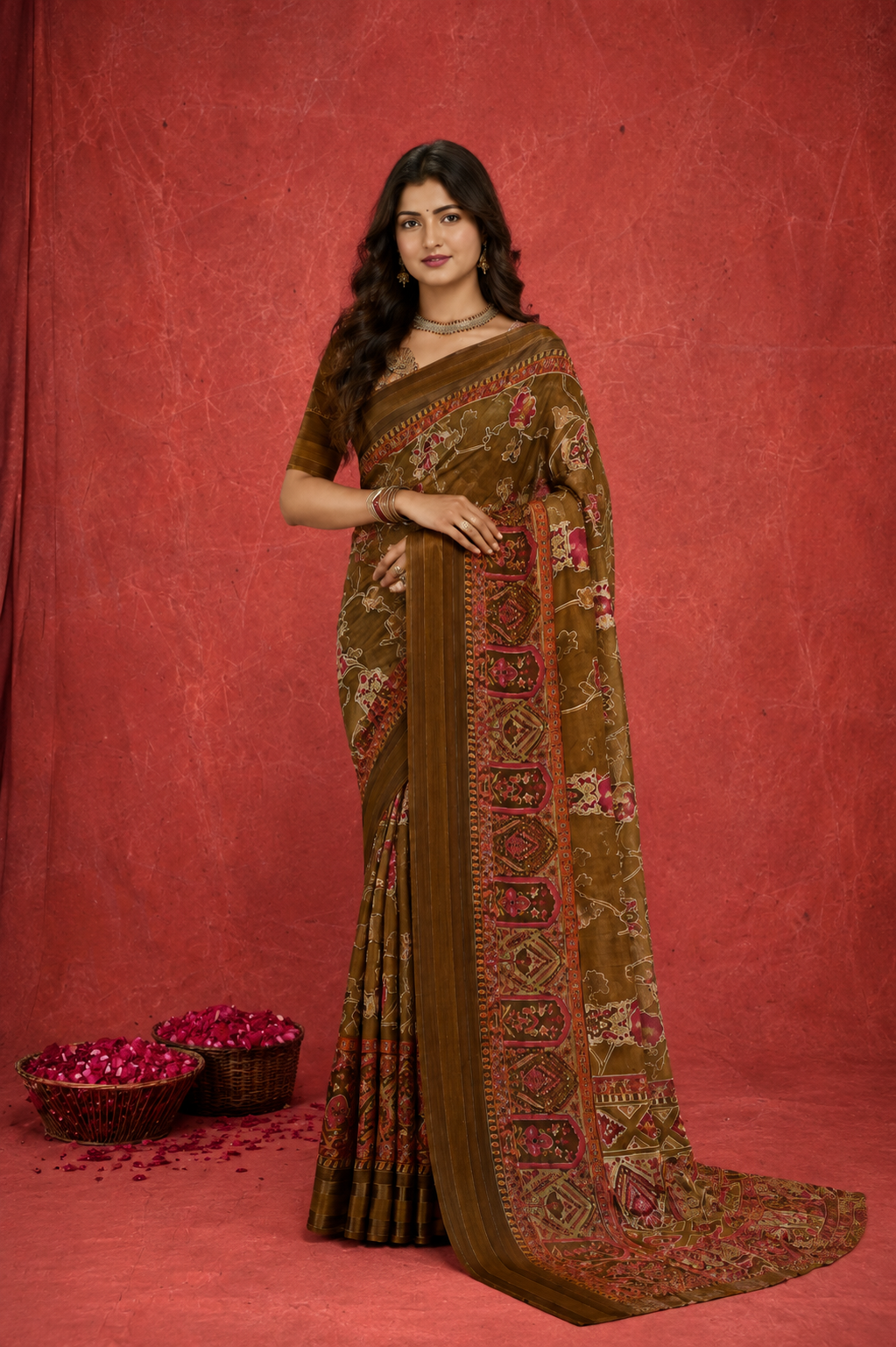 Elegant Printed Saree with Designer Border