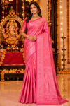 Radiant Rani Pink Saree with Traditional Zari Weaving