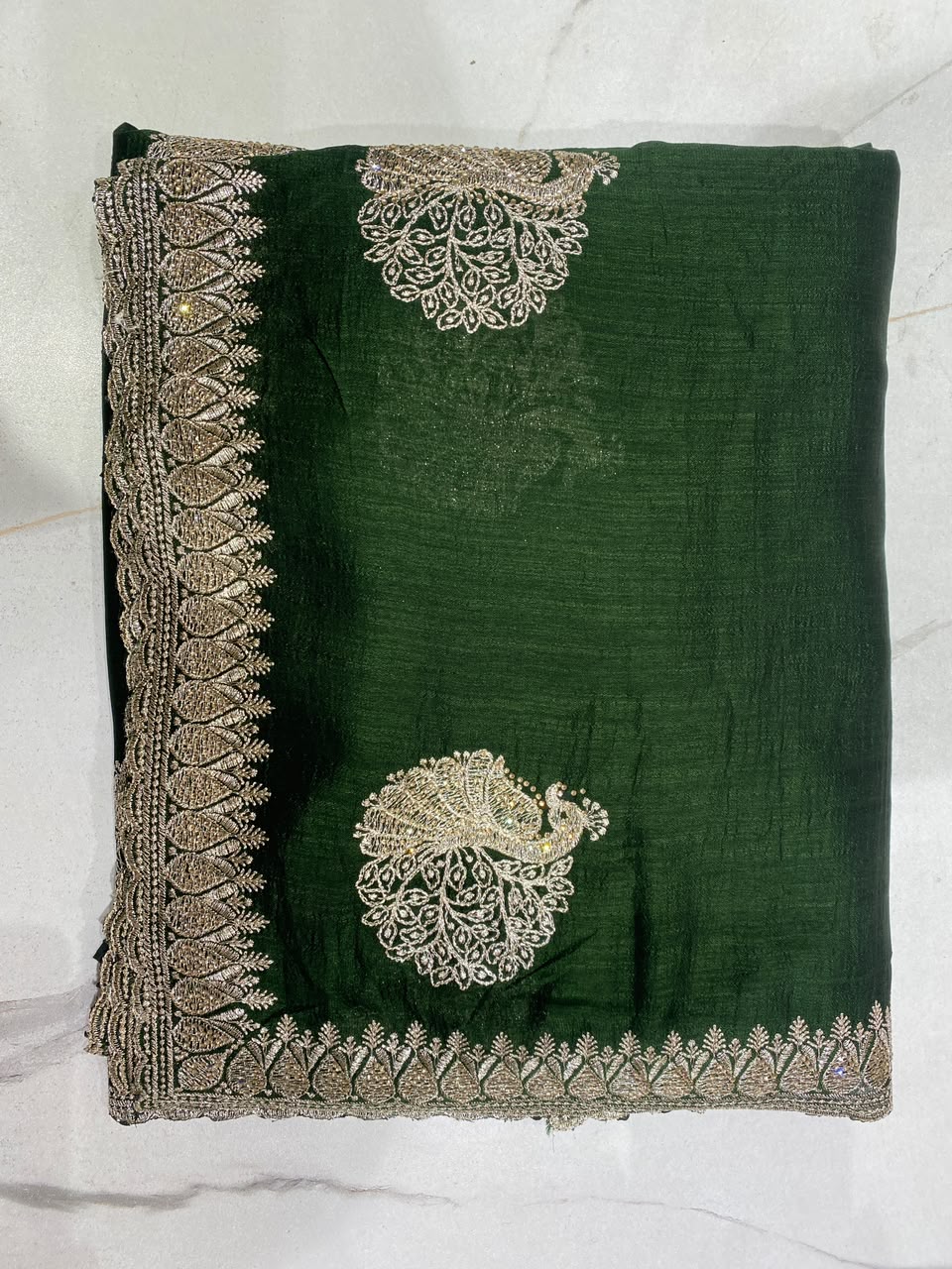 Elegant  Embroidered Saree with Intricate Silver Zari Border