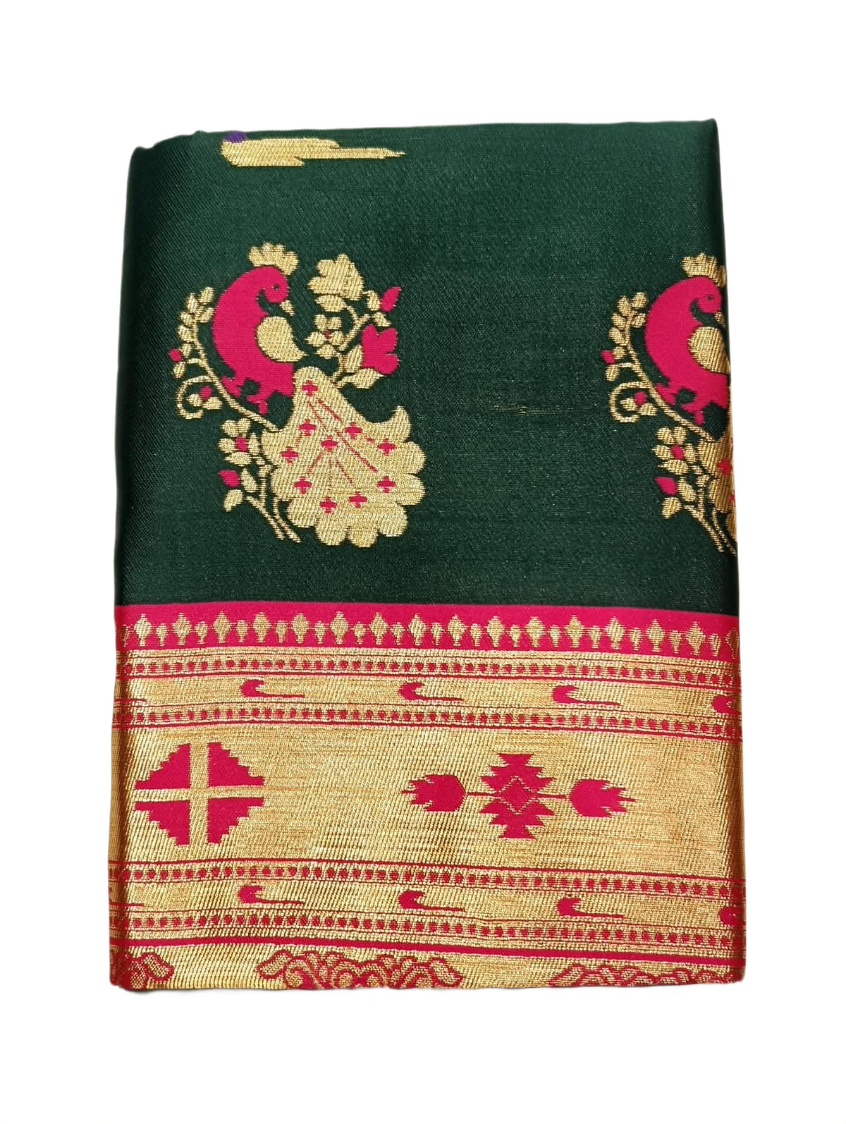 Emerald Green Paithani Saree with Traditional Peacock Pallu