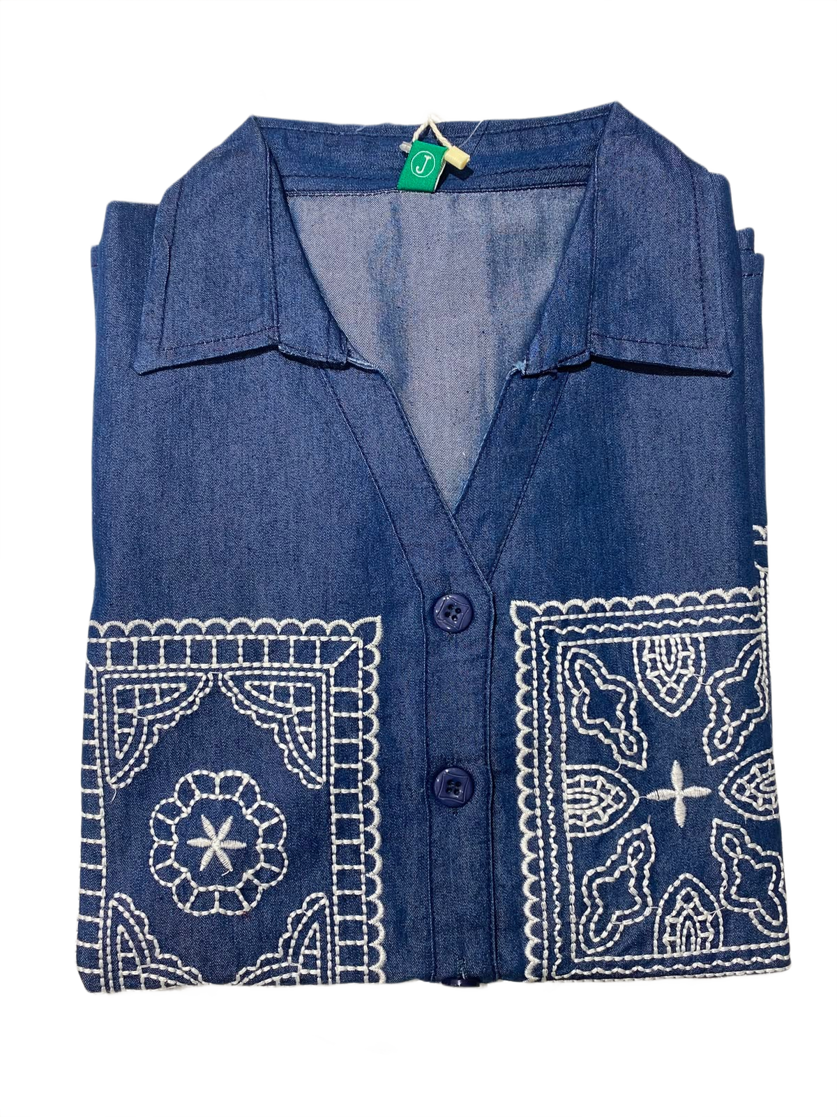 Embroidered Co-Ord Set for Women | Elegant Denim Look Cotton Co-Ord
