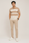 Men’s Grey & Off White Striped Polo T-Shirt