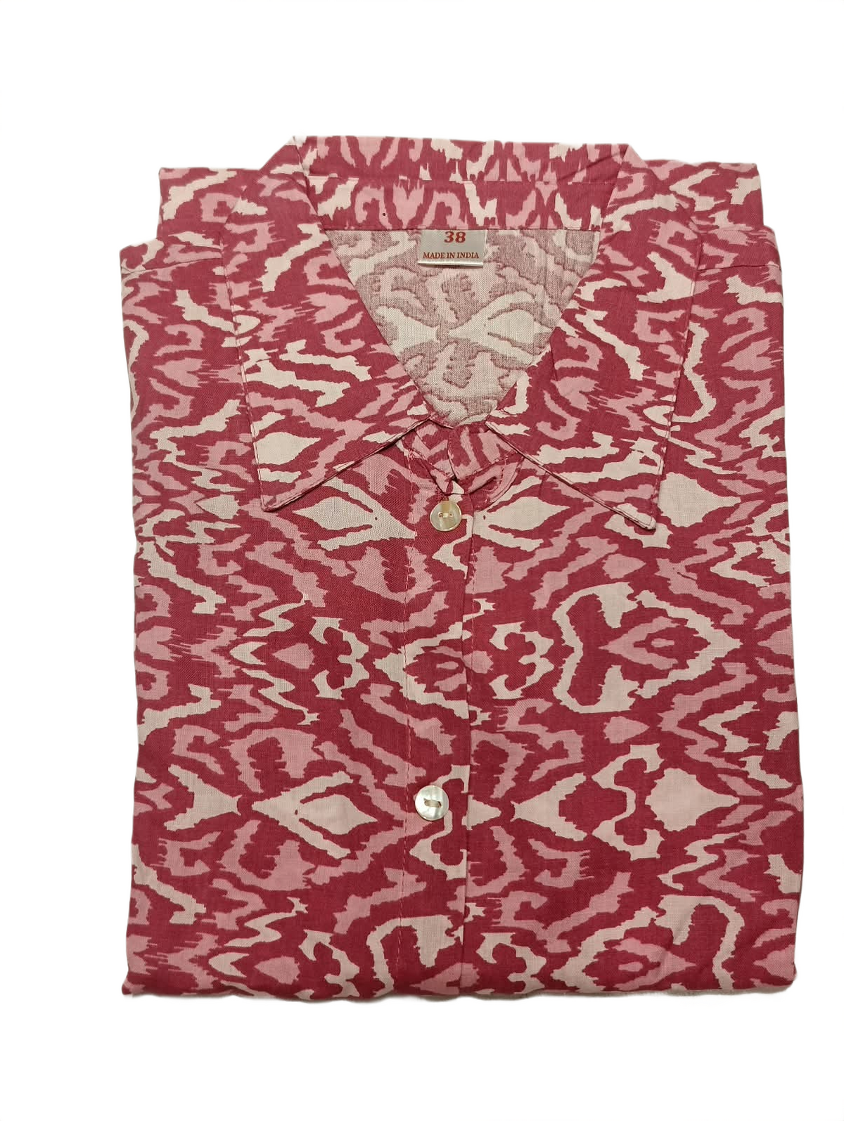 Elegant Rose Pink Ikat Print Sleeveless Flared Maxi Dress