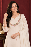 Ivory Elegance Floral Embroidered Suit Set