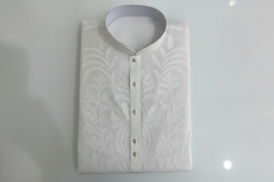 Premium White Jacquard Kurta Pajama for Men
