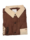 Men's Brown Graphic Colorblocked Casual Shirt