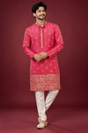 Royal Pink Embroidered Ethnic Kurta Set