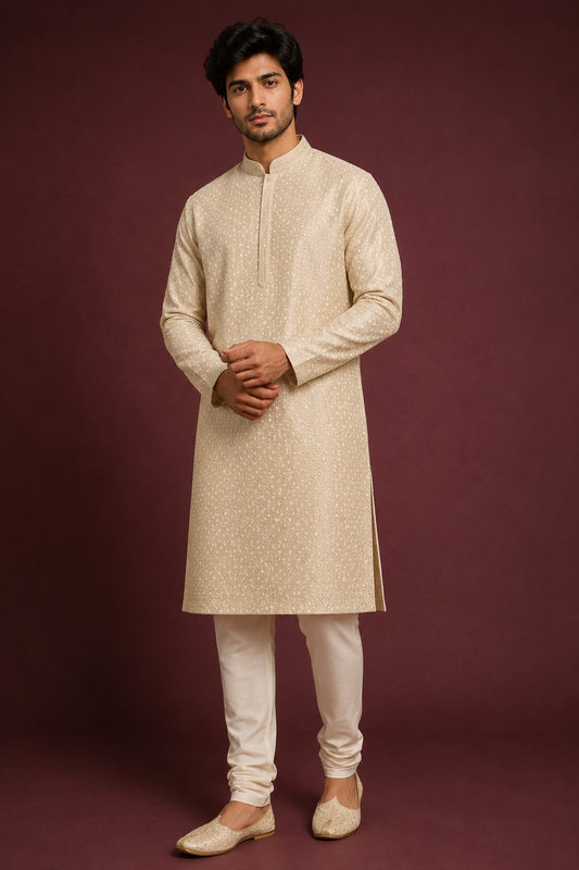 Ivory Embroidered Festive Kurta