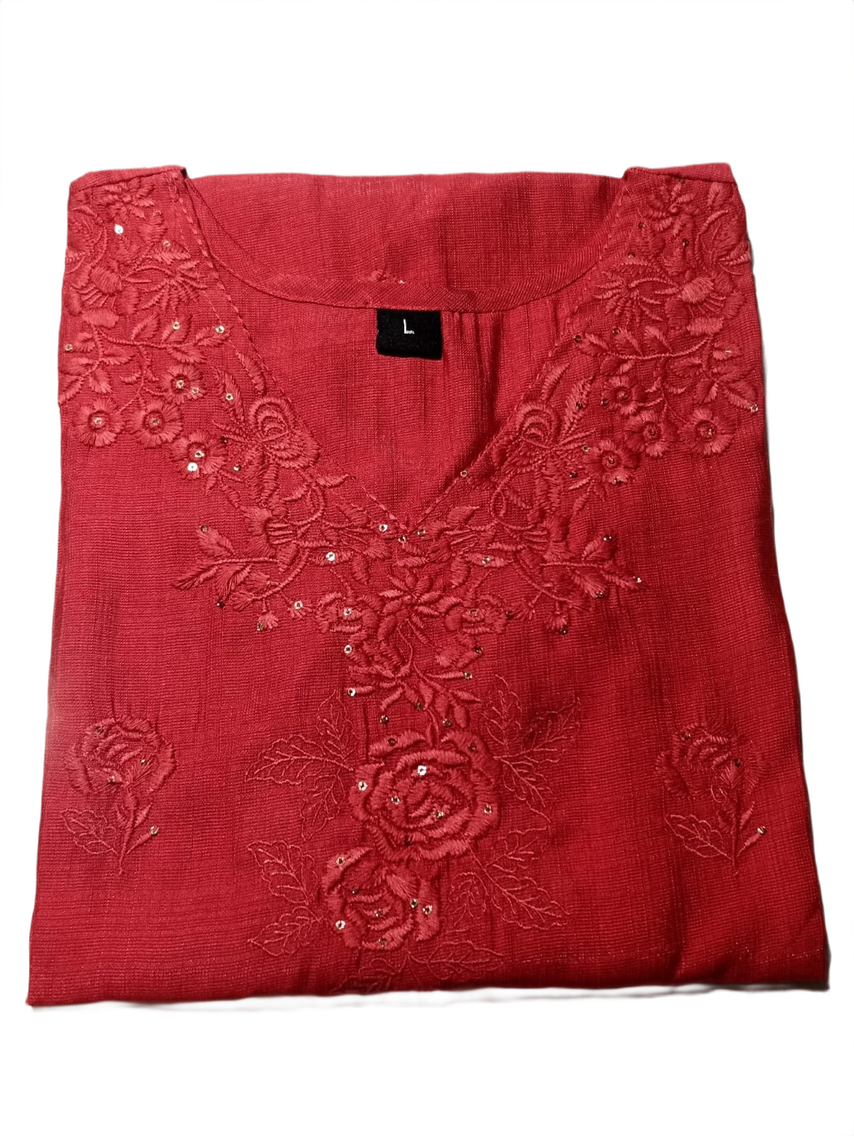 Red Embroidered Kurta Pant Set for Women