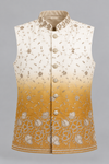 Premium Ivory & Mustard Gold Floral Embroidered Modi Jacket