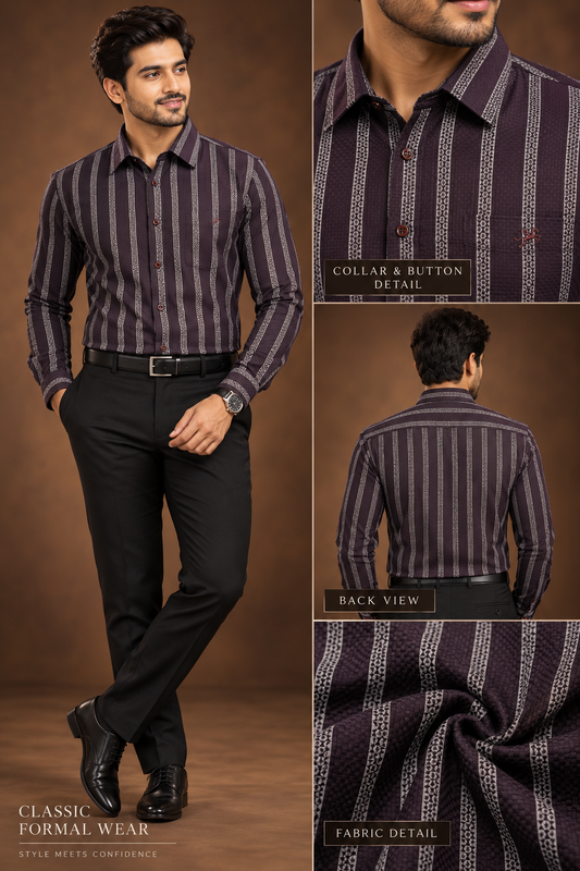 Dark Mauve  Printed Formal Shirt for Men