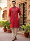 Regal Red Printed Kurta Set with Traditional Charm