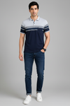 Men’s Navy Blue Striped Polo T-Shirt