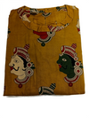 Mustard Yellow Folk Art Motif Sleeveless A-Line Kurti Co-Ord Set