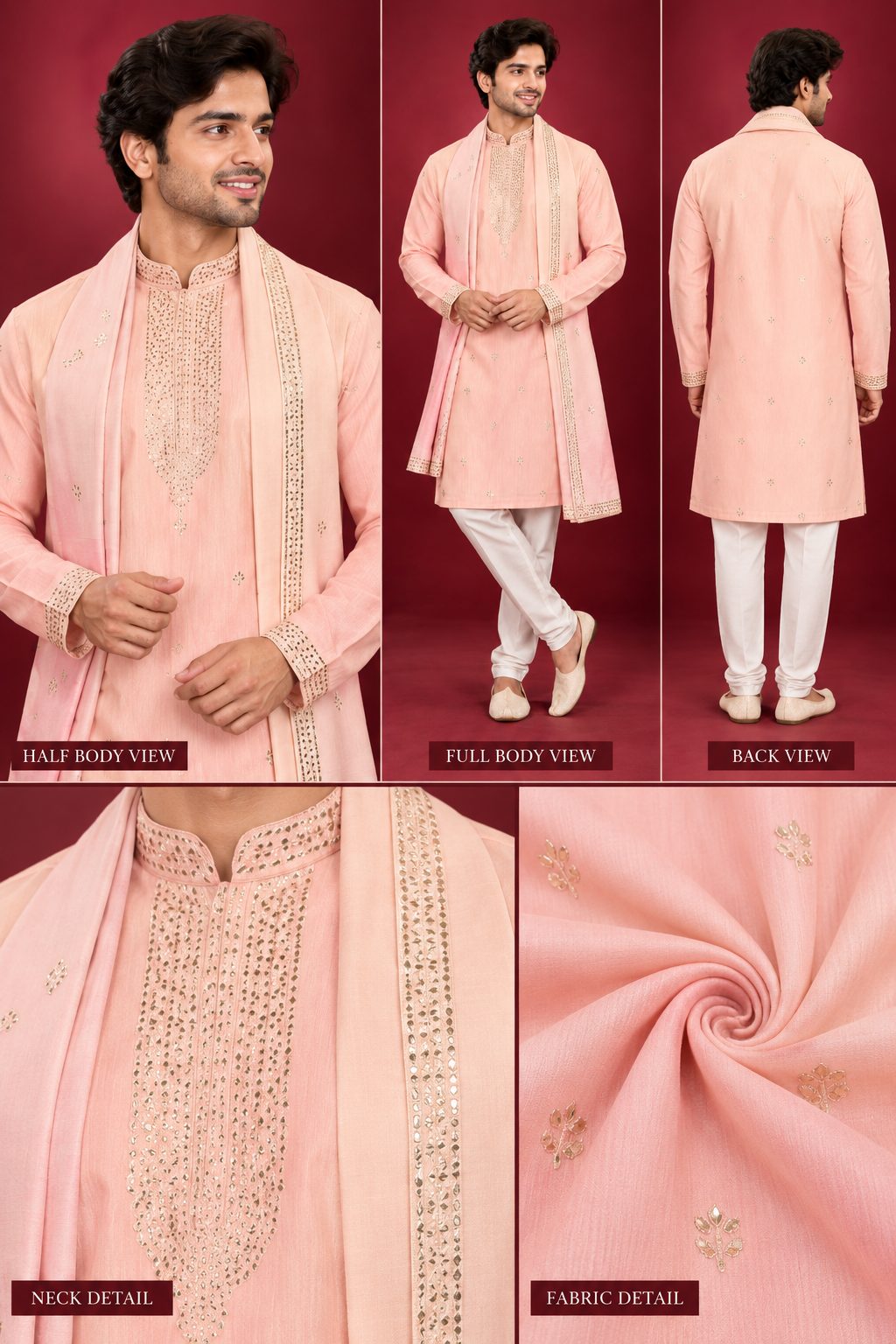 Peach Pink Royal Ethnic Kurta Set
