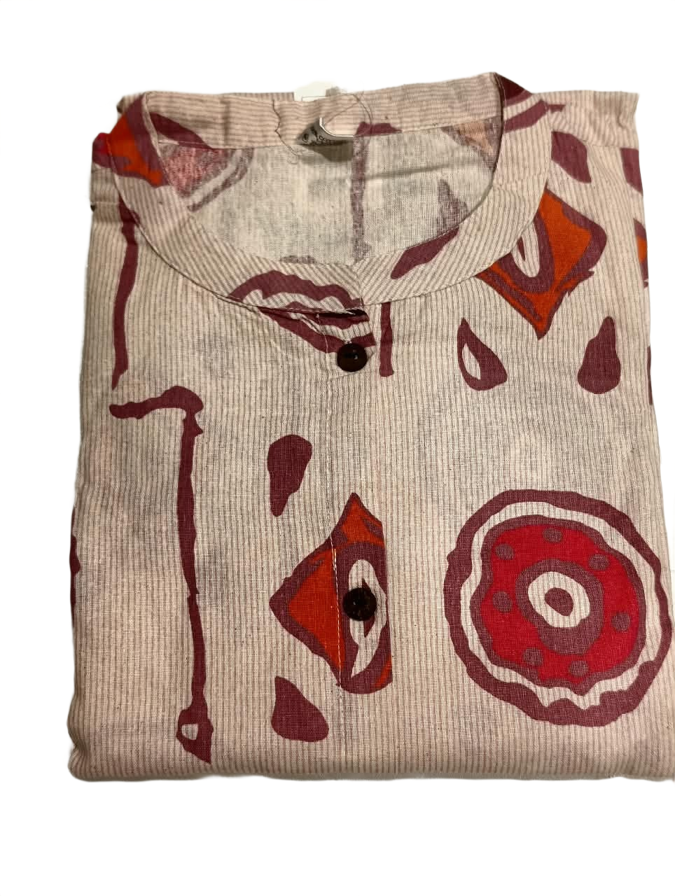 Abstract Print Mandarin-Neck Kurti Co-Ord Set