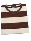 Men's Brown & Cream Horizontal Striped Round Neck T-Shirt