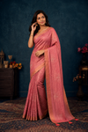 Elegant Rose Pink Designer Saree with Subtle Woven Floral Pattern