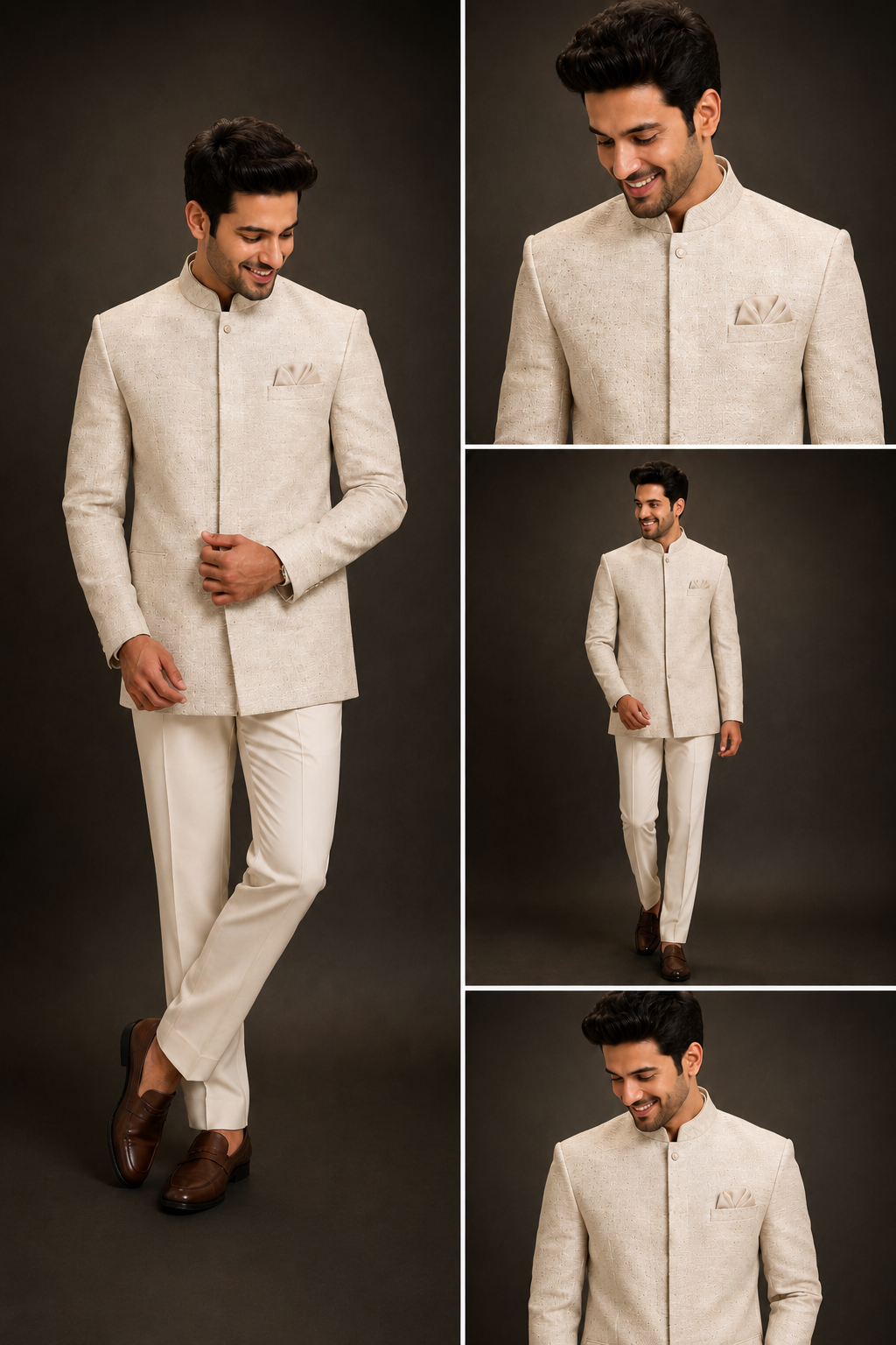 Men’s Premium Ivory Textured Jodhpuri Suit