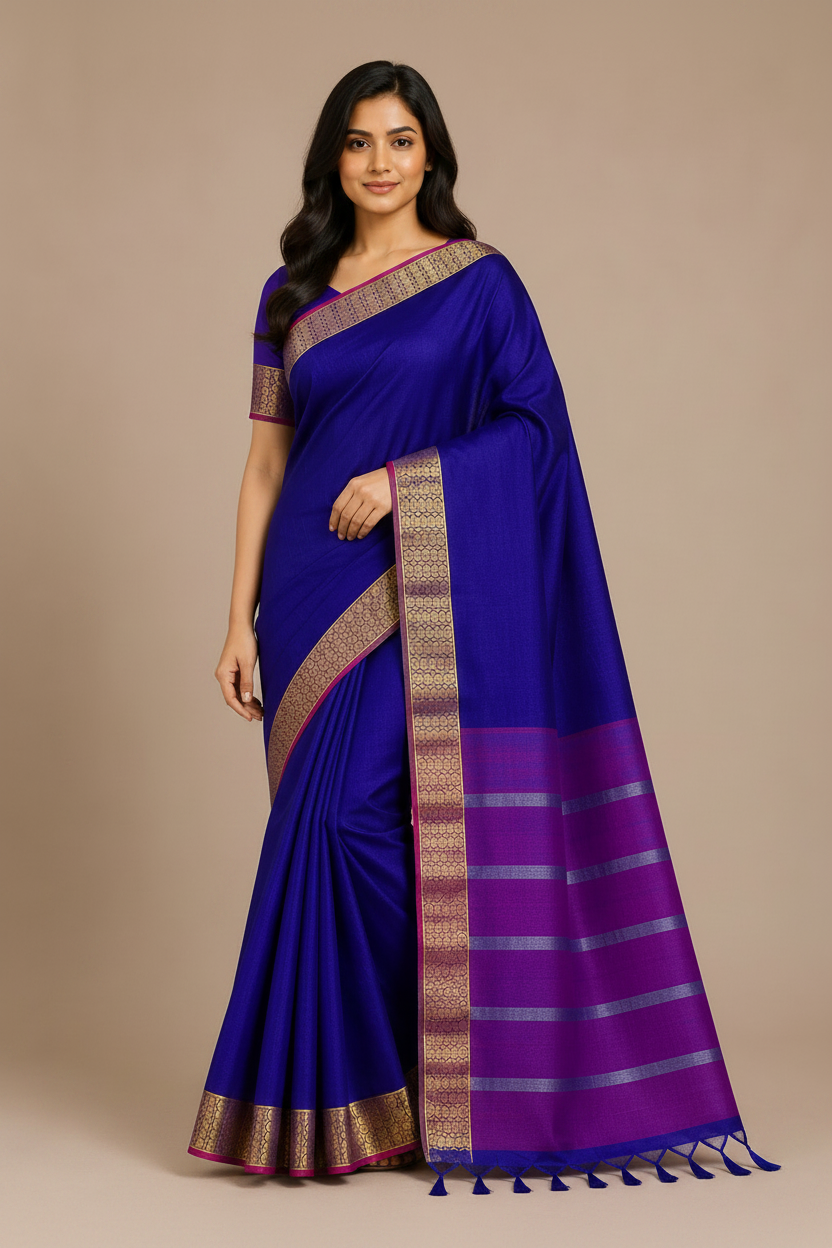 Royal  Silk Saree with Golden Zari Border