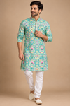 Mint Green Printed Festive Kurta for Men