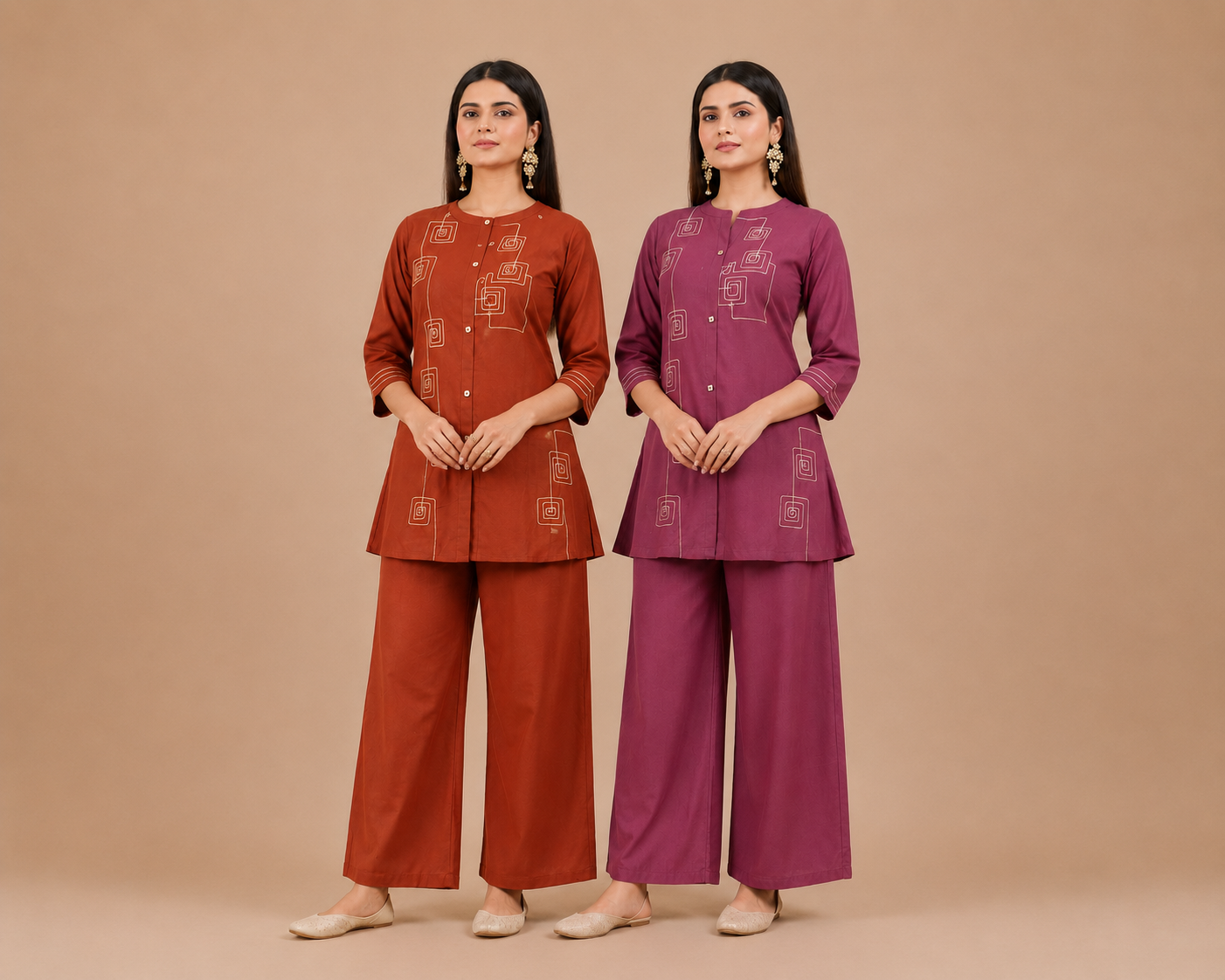 Elegant Magenta Printed Co-Ord Set for Women