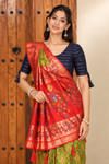 Elegant Green & Red Festive Silk Saree