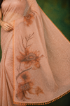 Peach Blossom Floral Organza Saree