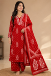 Women’s Printed Anarkali Kurti Pant  Dupatta Set