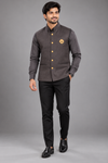 Men's Premium Charcoal Grey Nehru Jacket with Matching Shirt