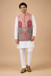 Royal Pink Printed Nehru Jacket Kurta Set