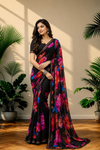 Elegant  Printed Georgette Saree with Designer Border