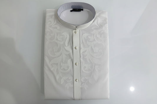 Ivory White Embroidered Festive Kurta
