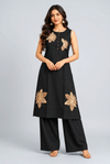 Elegant Black Floral Embroidered Kurta Palazzo Set for Women