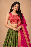 Elegant Olive Green & Magenta Pink Traditional Lehenga Choli Set