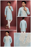 Ice Blue Embroidered Festive Kurta Set