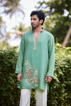Sea Green Embroidered Festive Kurta