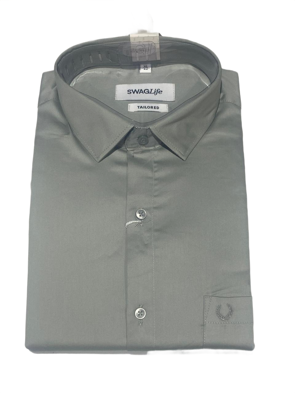 Men's Premium Olive Grey Full Sleeve Formal Shirt