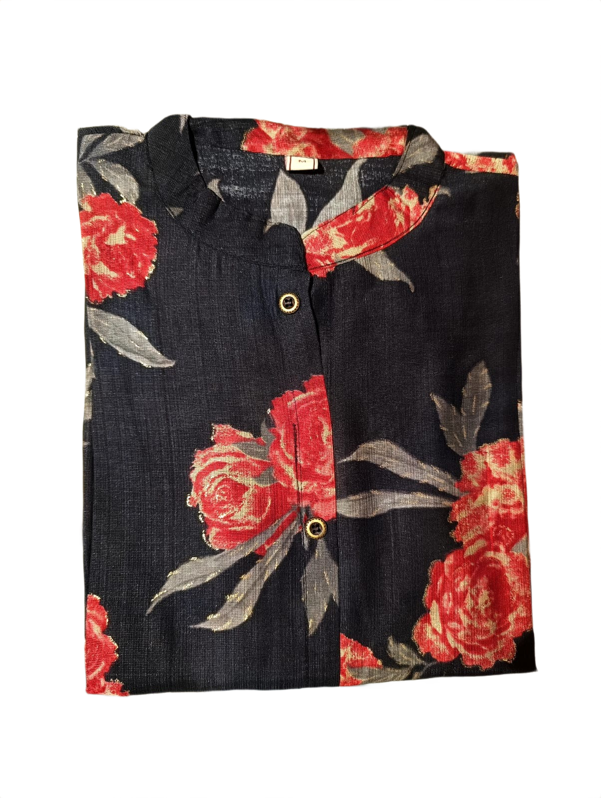 Navy Blue Floral Long Kurti