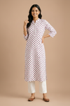 Women’s White & Purple Floral Printed Straight Kurta with Pant