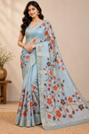 Pastel Blue Floral Elegance Saree