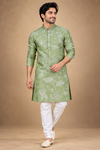 Sage Green Floral Printed Men’s Kurta