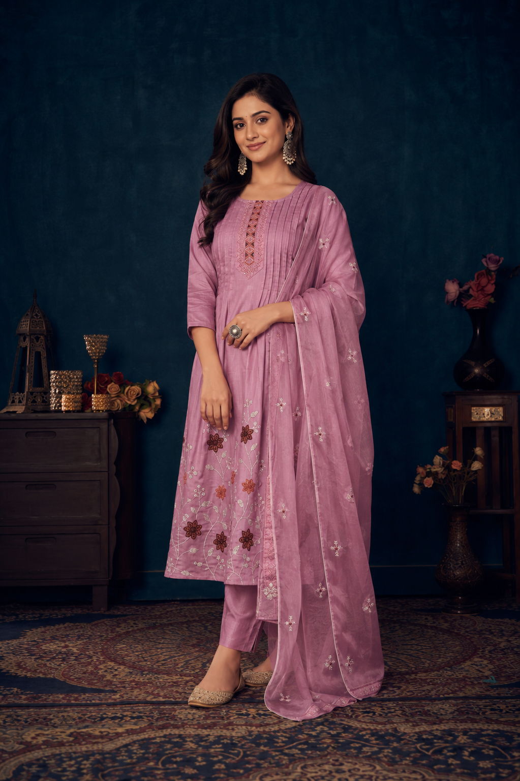 Embroidered Kurta Pant & Dupatta Set