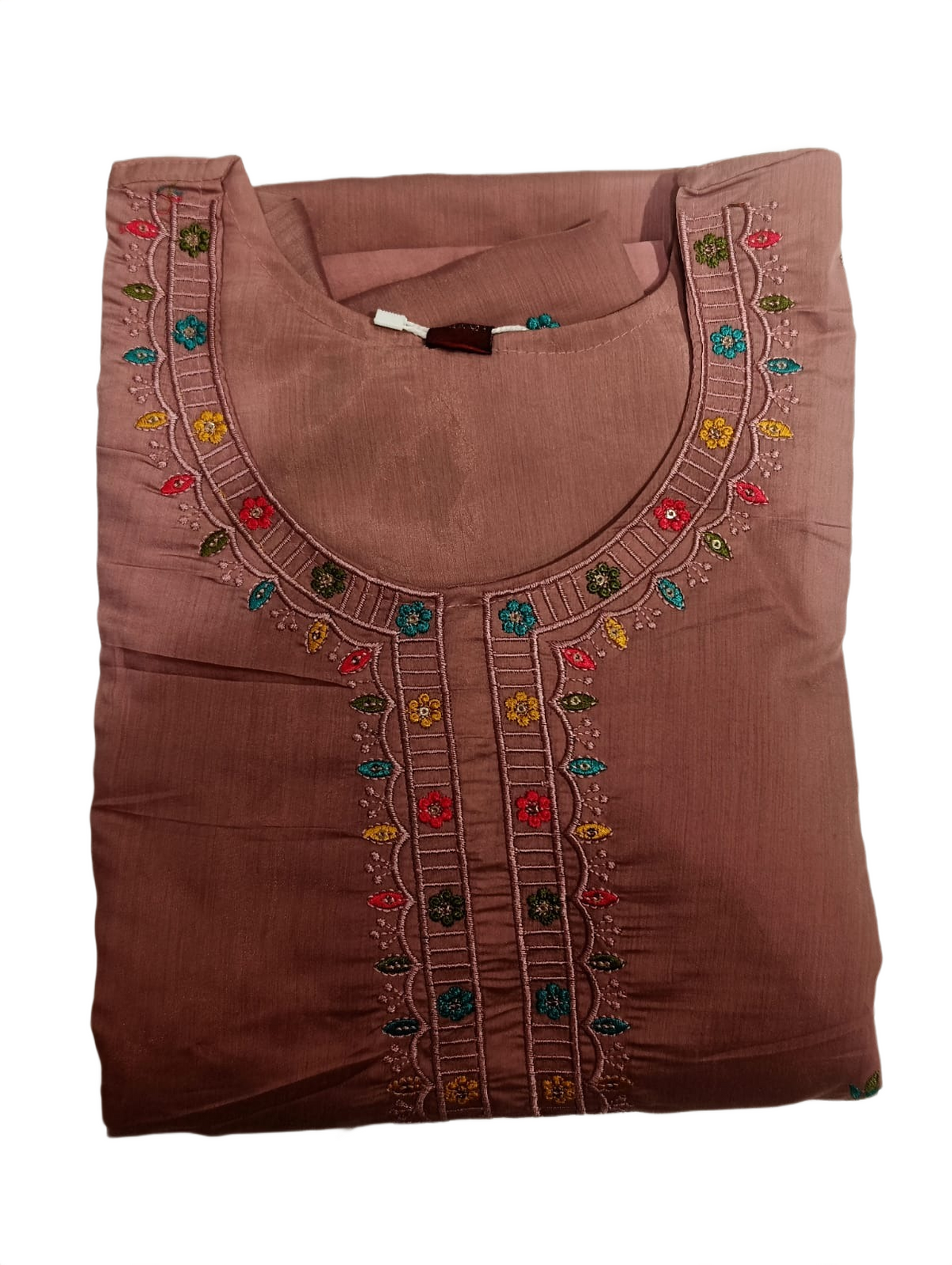 Dusty Rose Floral Embroidered Kurta, Pant & Dupatta Set