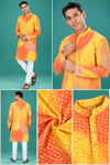 Vibrant Orange-Yellow Bandhani Print Kurta