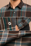 Premium  & Teal Check Formal Shirt