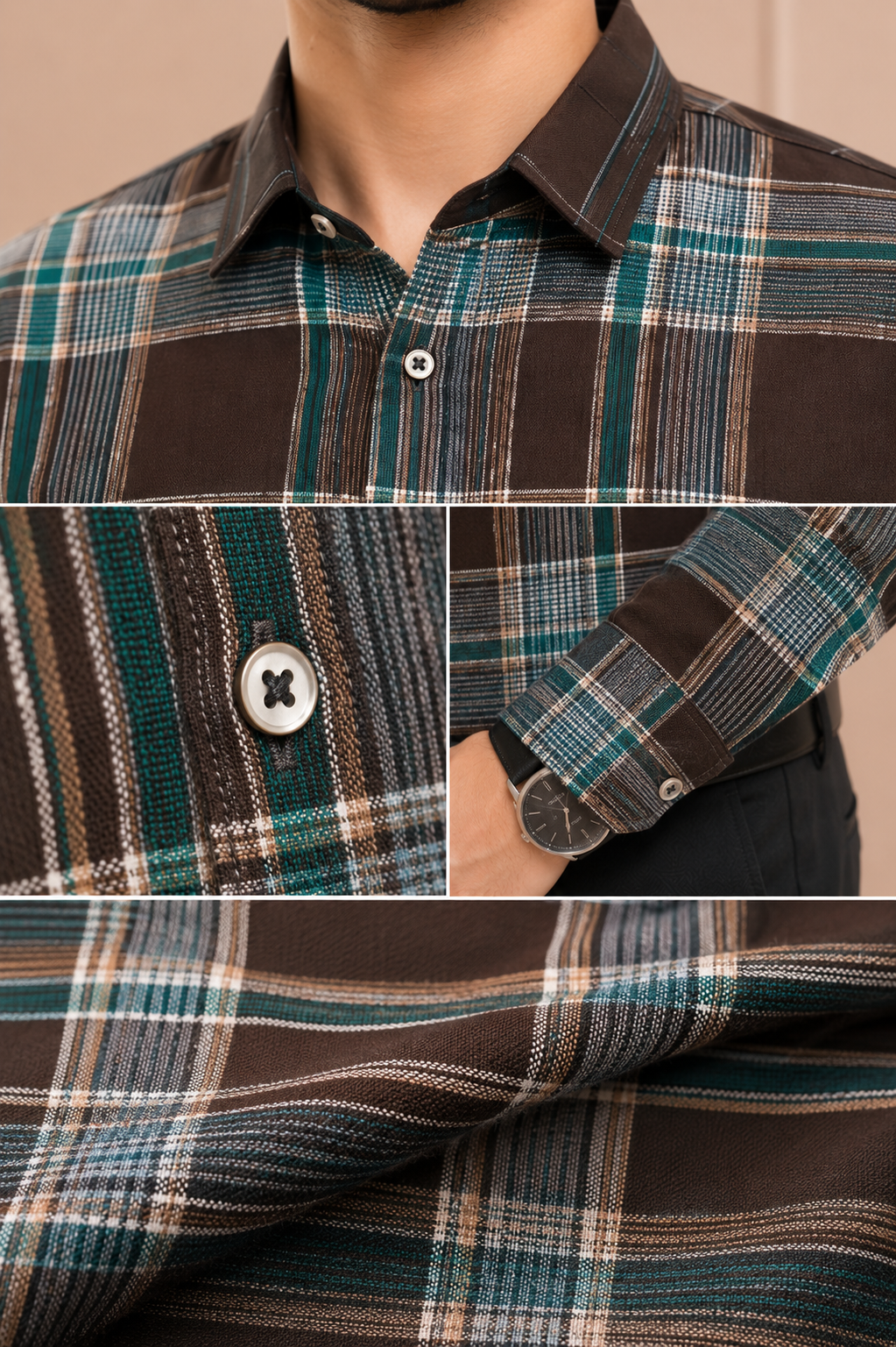 Premium  & Teal Check Formal Shirt