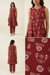 Maroon Tribal Warli Print Sleeveless A-Line Co-Ord set