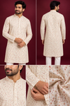 Ivory Micro Printed Festive Kurta