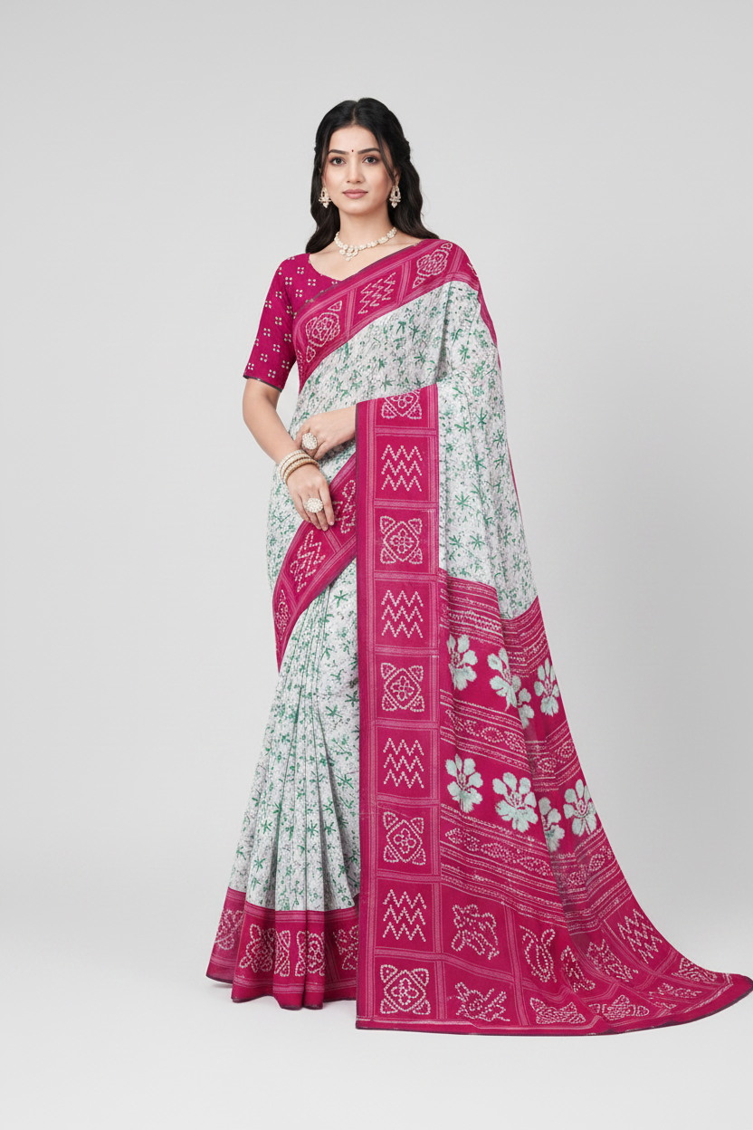 Saree with Emerald  Designer Border